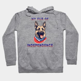 German Shepherd Funny USA Flag 4th of July Fur Of Independence Hoodie